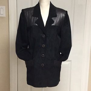 Danier Leather Suede Blazer with Leather Trim - Fully Lined